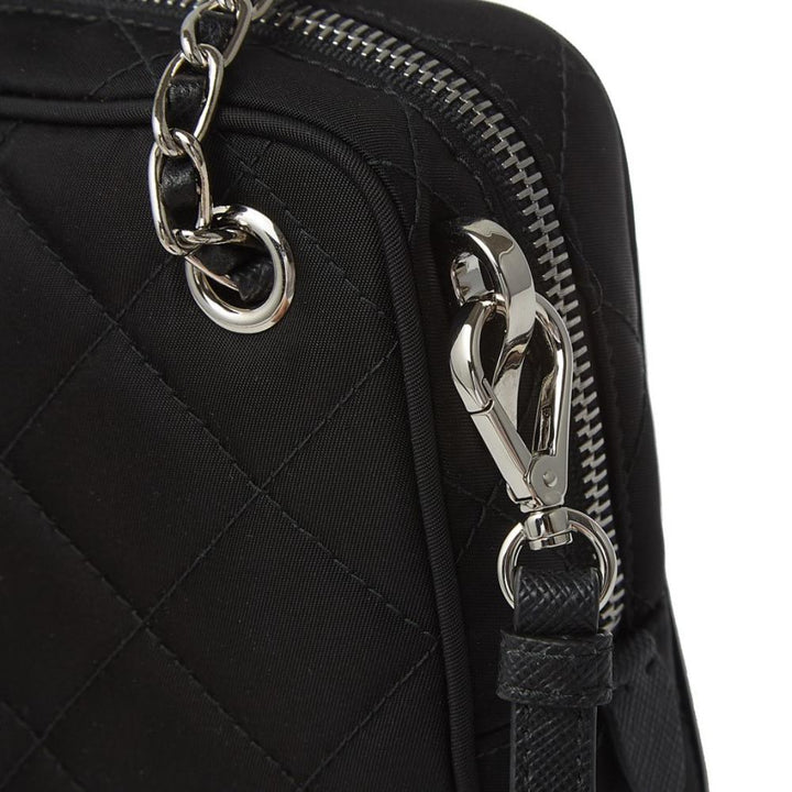 Prada Black Tessuto Nylon Quilted Triangle Logo Cross Body Bag 1BH910