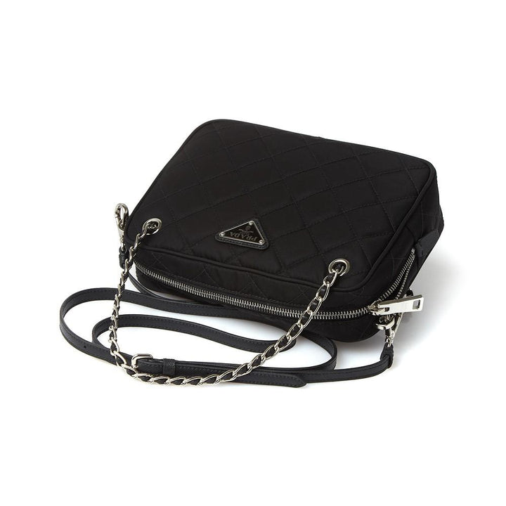 Prada Black Tessuto Nylon Quilted Triangle Logo Cross Body Bag 1BH910