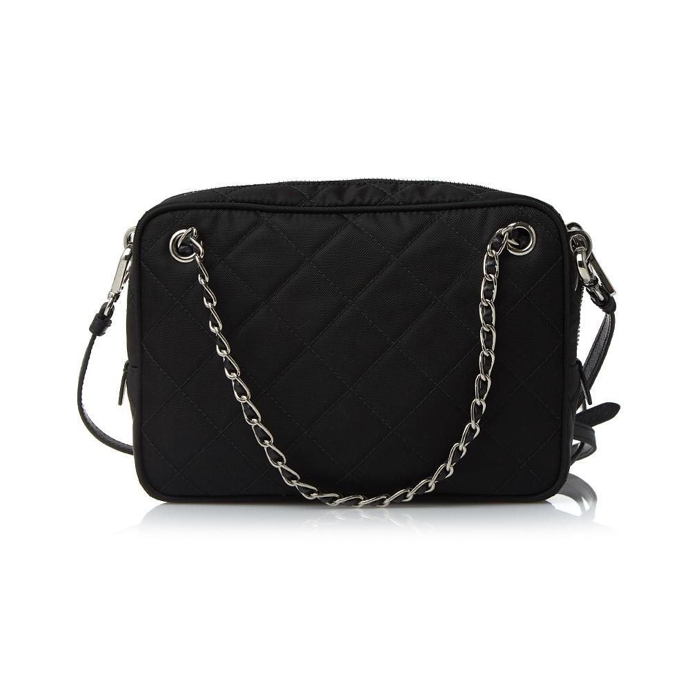 Prada Black Tessuto Nylon Quilted Triangle Logo Cross Body Bag 1BH910