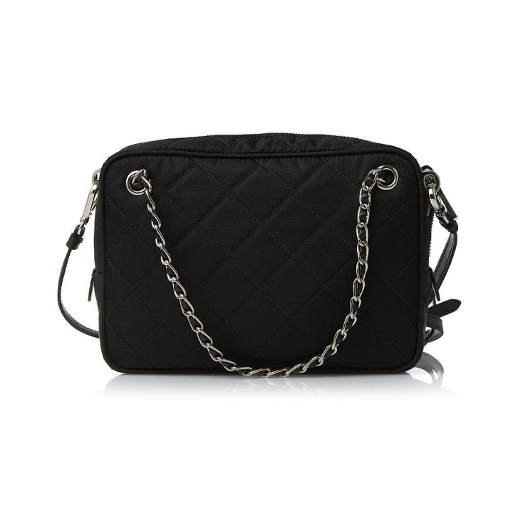 Prada Black Tessuto Nylon Quilted Triangle Logo Cross Body Bag 1BH910