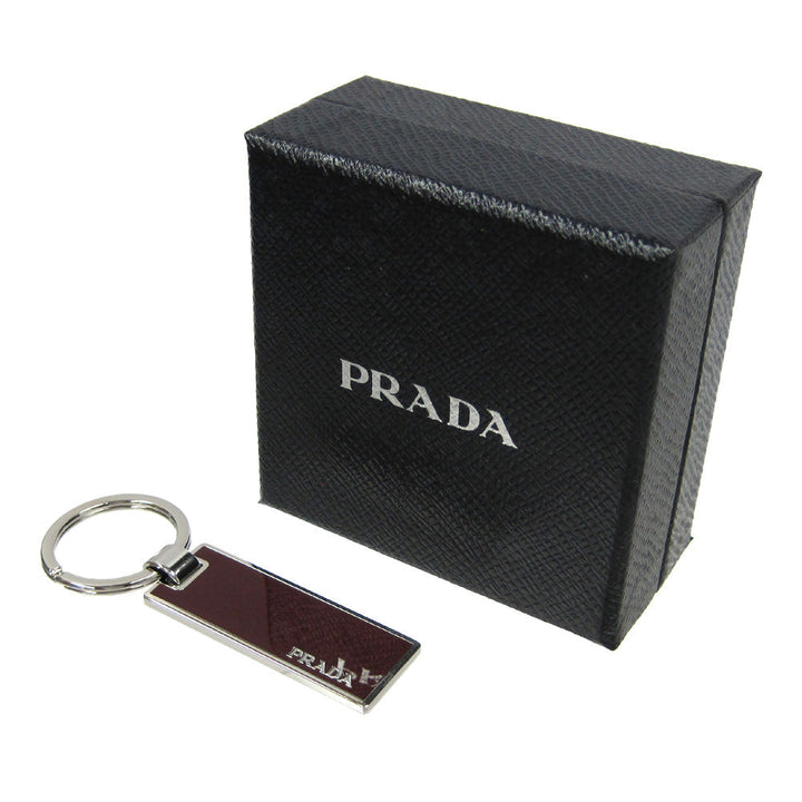 Prada Rubino Red Enamel Silver Metal Keyring Keychain 2PS021