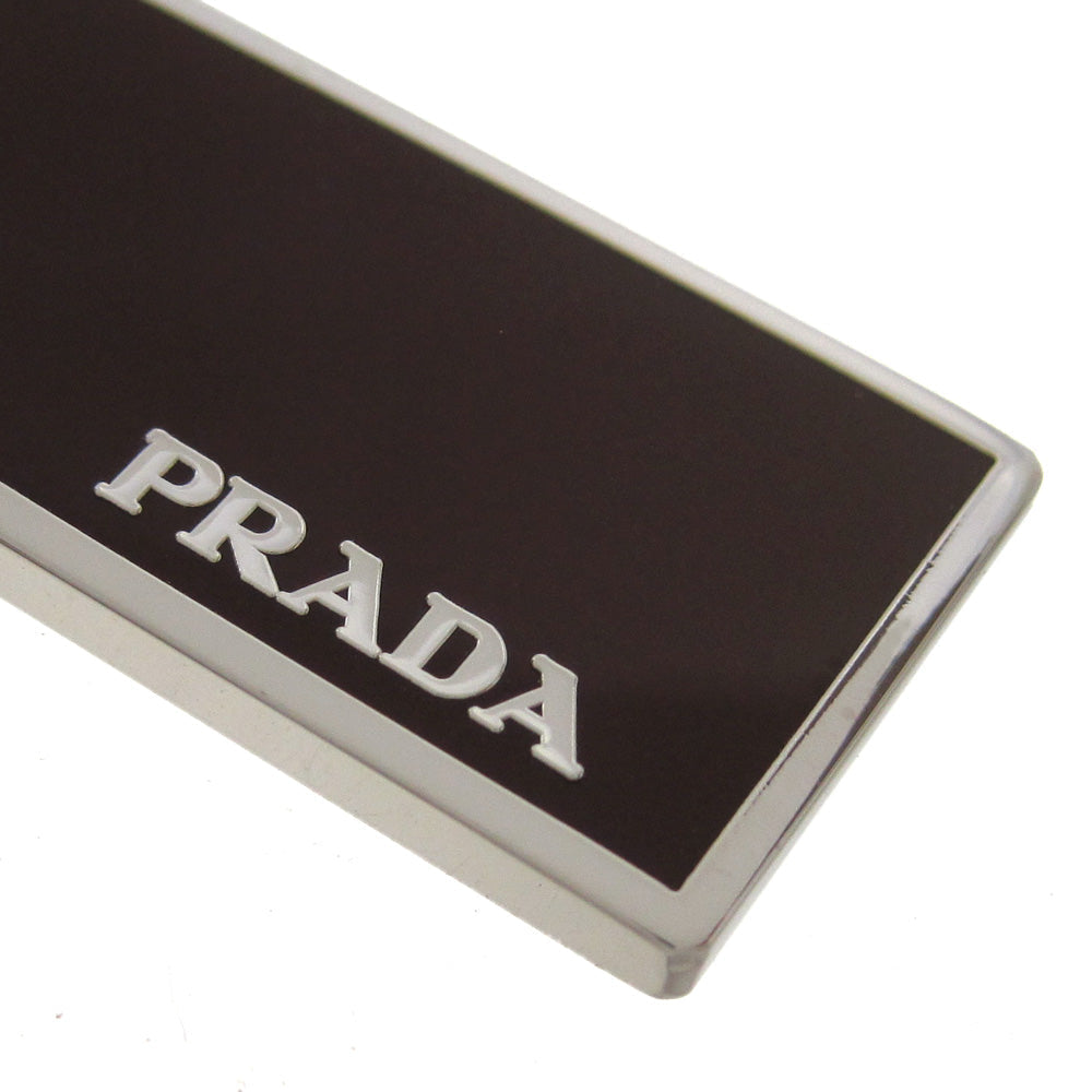 Prada Rubino Red Enamel Silver Metal Keyring Keychain 2PS021
