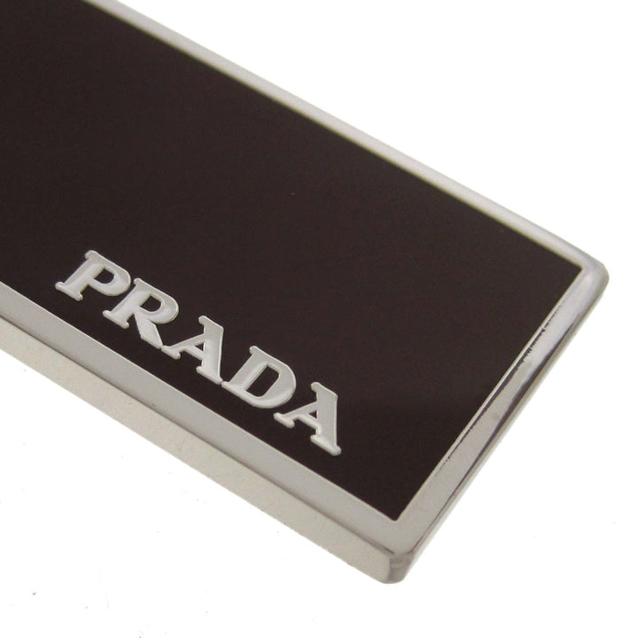 Prada Rubino Red Enamel Silver Metal Keyring Keychain 2PS021