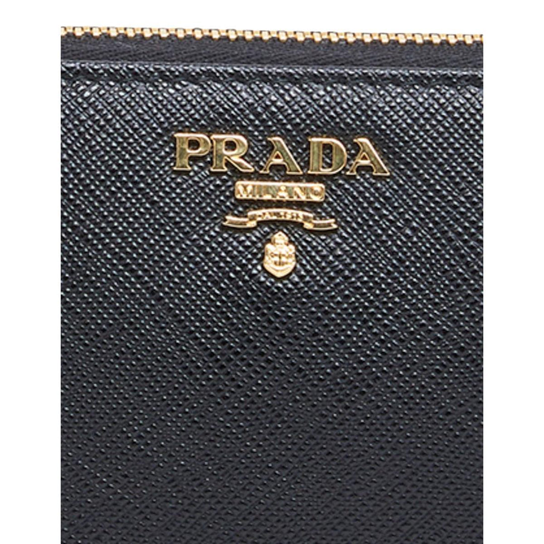 Prada Black Saffiano Leather Zip Around Wallet 1ML506