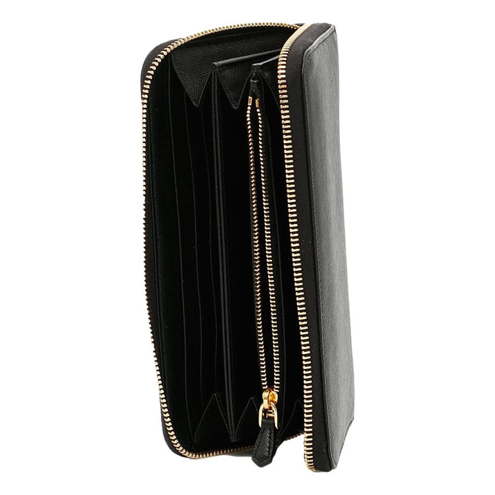 Prada Black Saffiano Leather Zip Around Wallet 1ML506