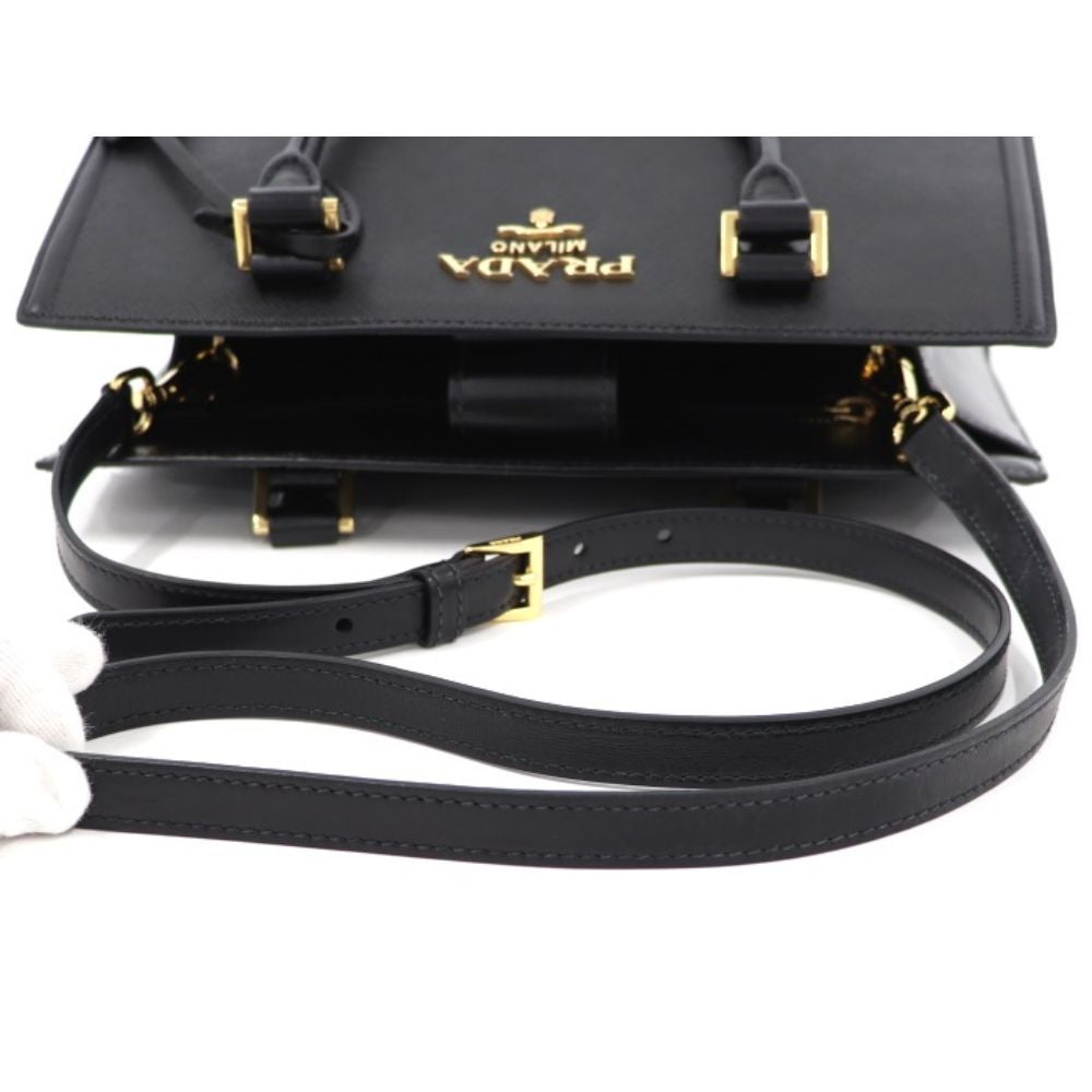 Prada Saffiano Lux Black Medium Satchel Handbag 1BA227