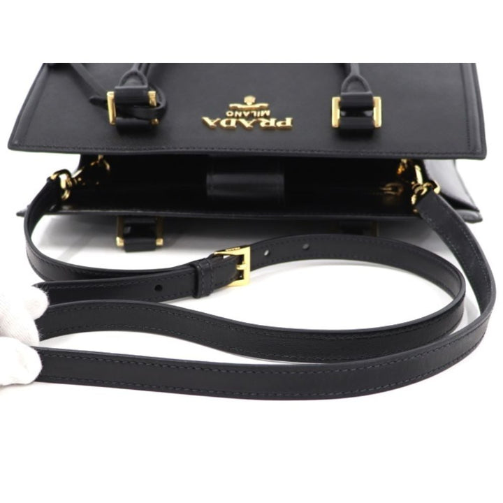 Prada Saffiano Lux Black Medium Satchel Handbag 1BA227