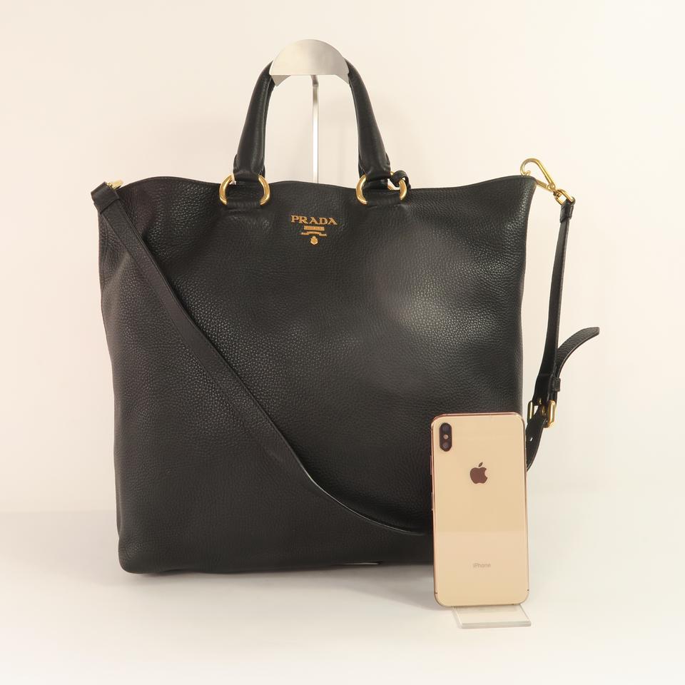 Prada Shopping Tote Black Calfskin Satchel