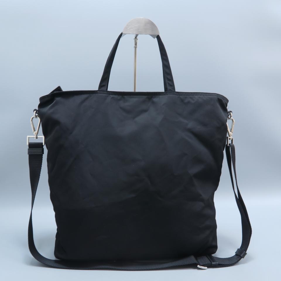 Prada Shopping Tote Vela Black Nylon Satchel