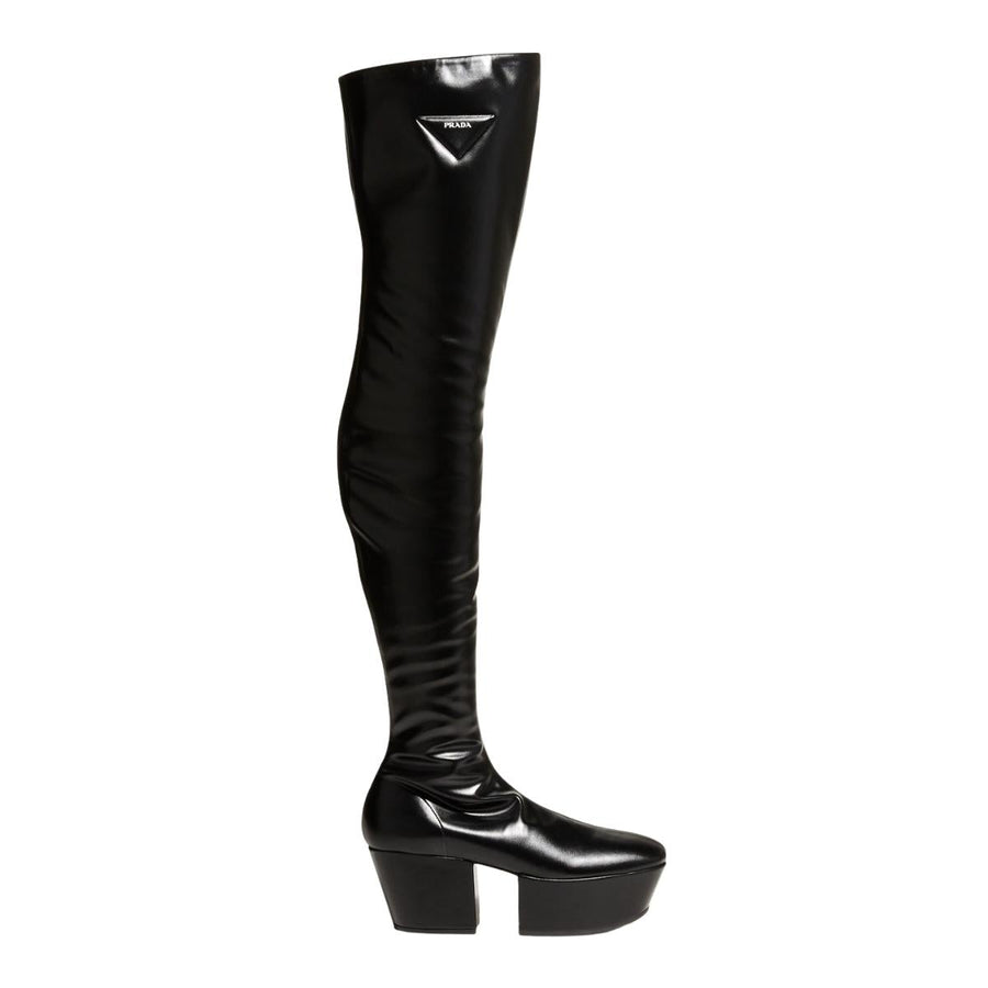 Prada-Stretch Napa Over-the Knee Platform Boots - Runway Catalog