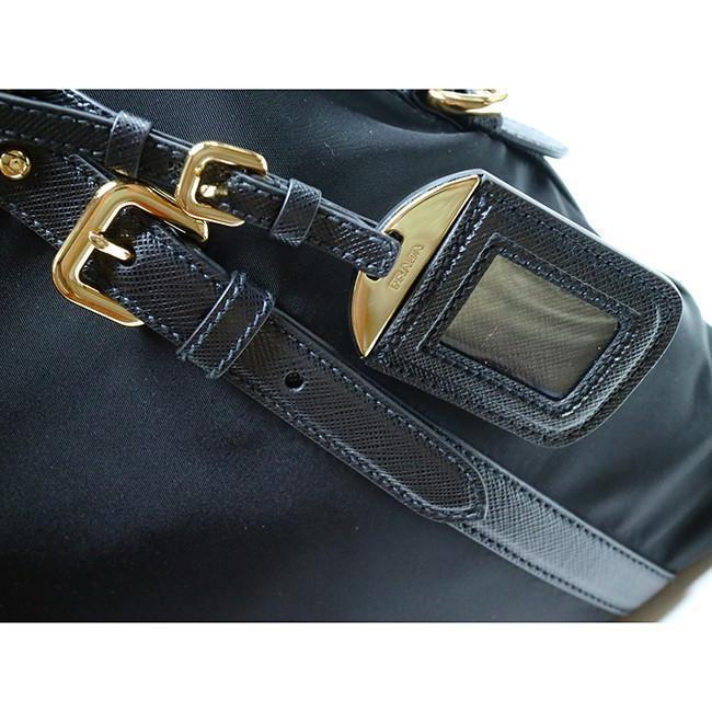 Prada Tessuto Nylon Saffiano Leather Black Satchel Bag 1BB013
