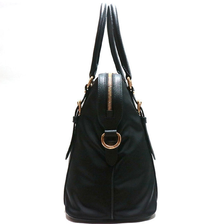 Prada Tessuto Nylon Saffiano Leather Black Satchel Bag 1BB013