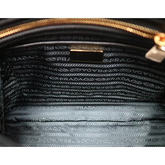 Prada Tessuto Nylon Saffiano Leather Black Satchel Bag 1BB013