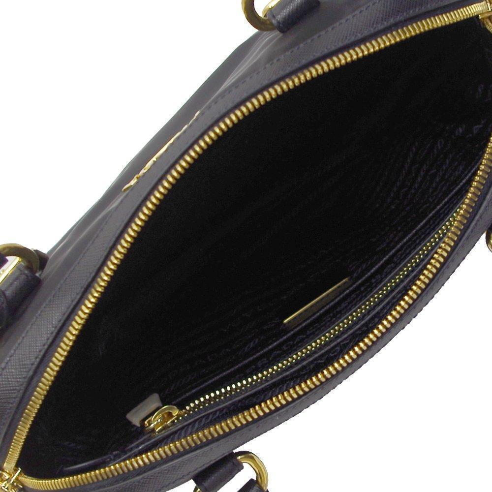 Prada Tessuto Nylon Saffiano Leather Black Satchel Bag 1BB013