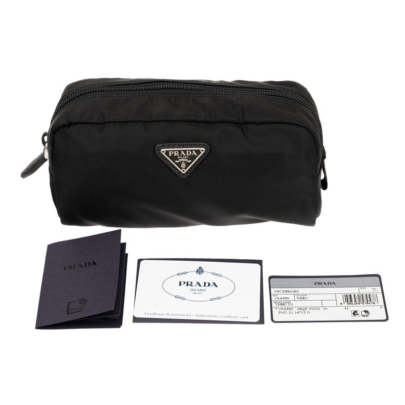 Prada Tessuto Nylon Black Cosmetic Case Necessaire Bag 1NA350