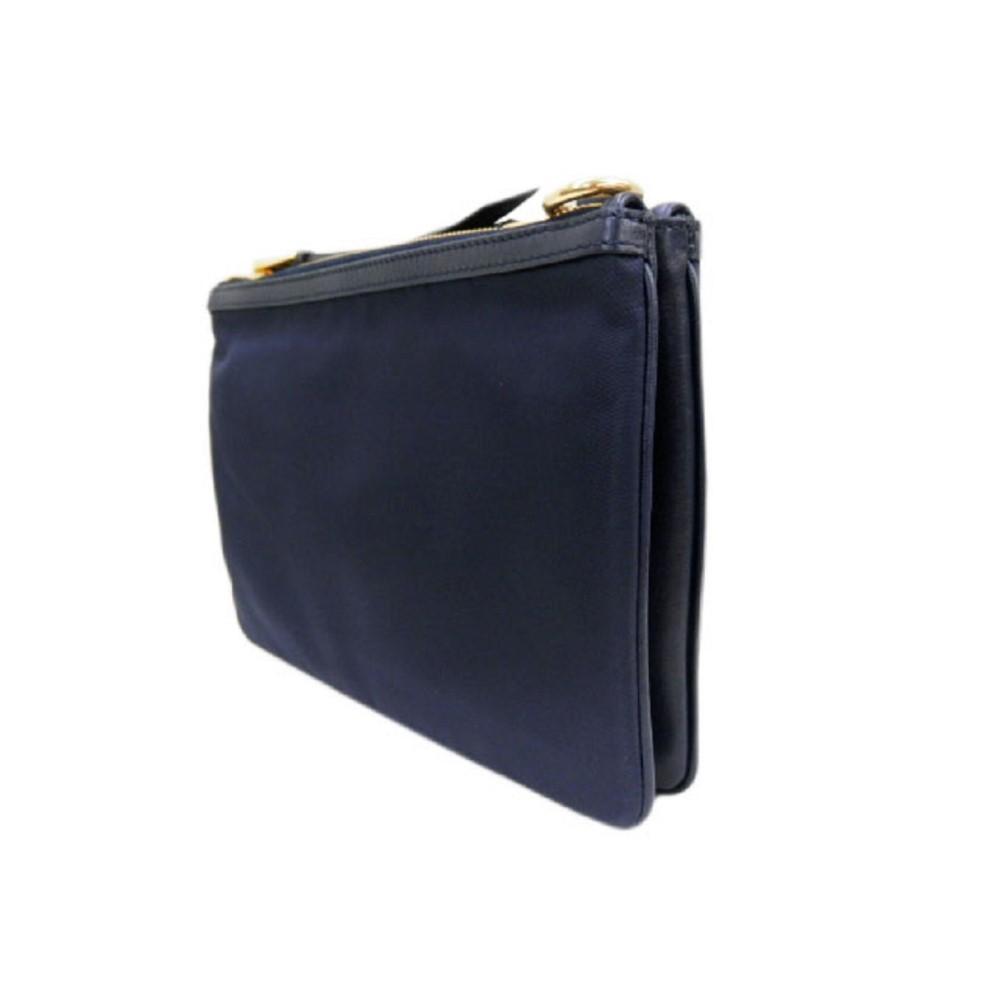 Prada Tessuto Nylon Blue Zip Calf Leather Cross Body Bag 1BH046