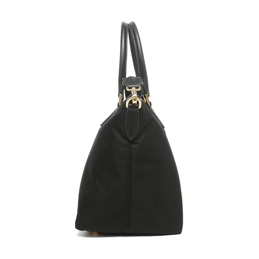 Prada Tessuto Nylon Saffiano Leather Trim Black Medium Satchel 1BA278