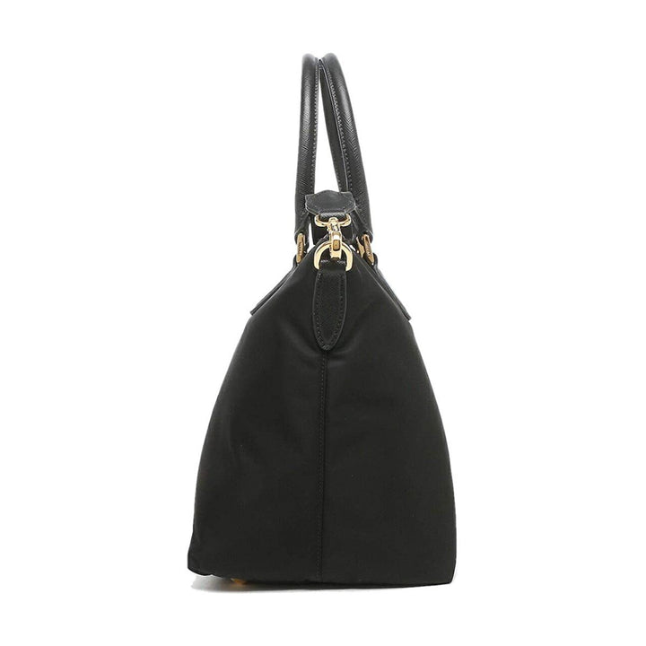 Prada Tessuto Nylon Saffiano Leather Trim Black Medium Satchel 1BA278
