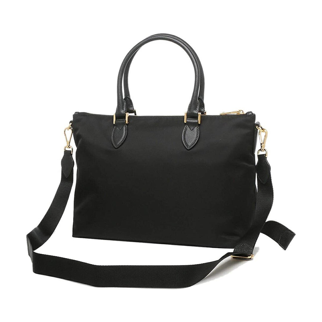 Prada Tessuto Nylon Saffiano Leather Trim Black Medium Satchel 1BA278