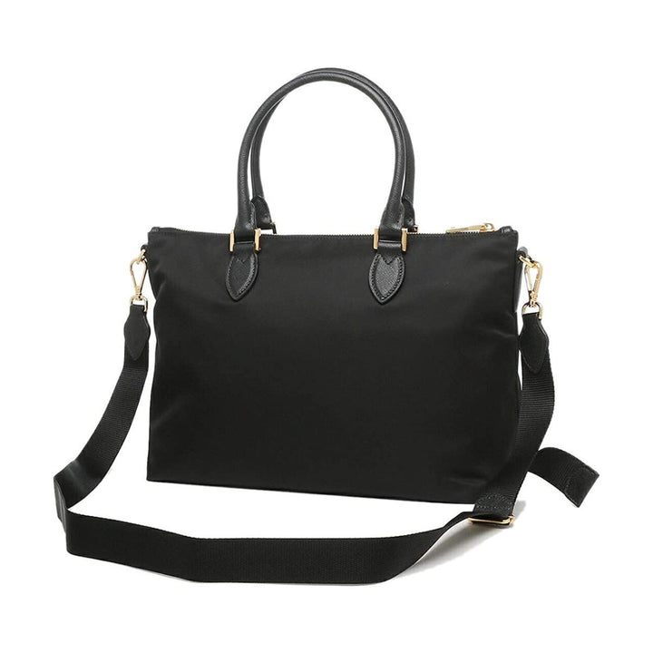 Prada Tessuto Nylon Saffiano Leather Trim Black Medium Satchel 1BA278