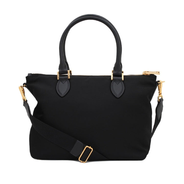 Prada Tessuto Nylon Saffiano Leather Trim Black Small Satchel 1BA275