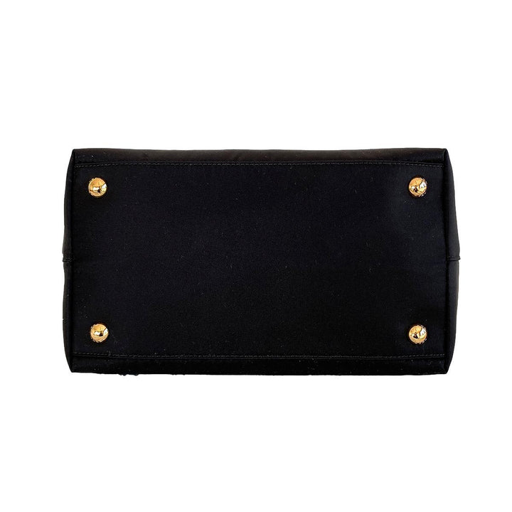 Prada Tessuto Nylon Saffiano Leather Trim Black Small Satchel 1BA275