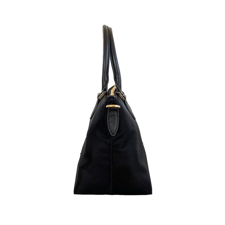 Prada Tessuto Nylon Saffiano Leather Trim Black Small Satchel 1BA275
