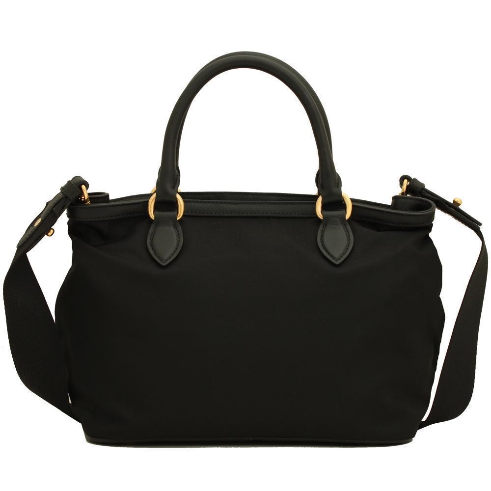Prada Black Tessuto Nylon Soft Calf Leather Trim Cross Body Bag 1BA172