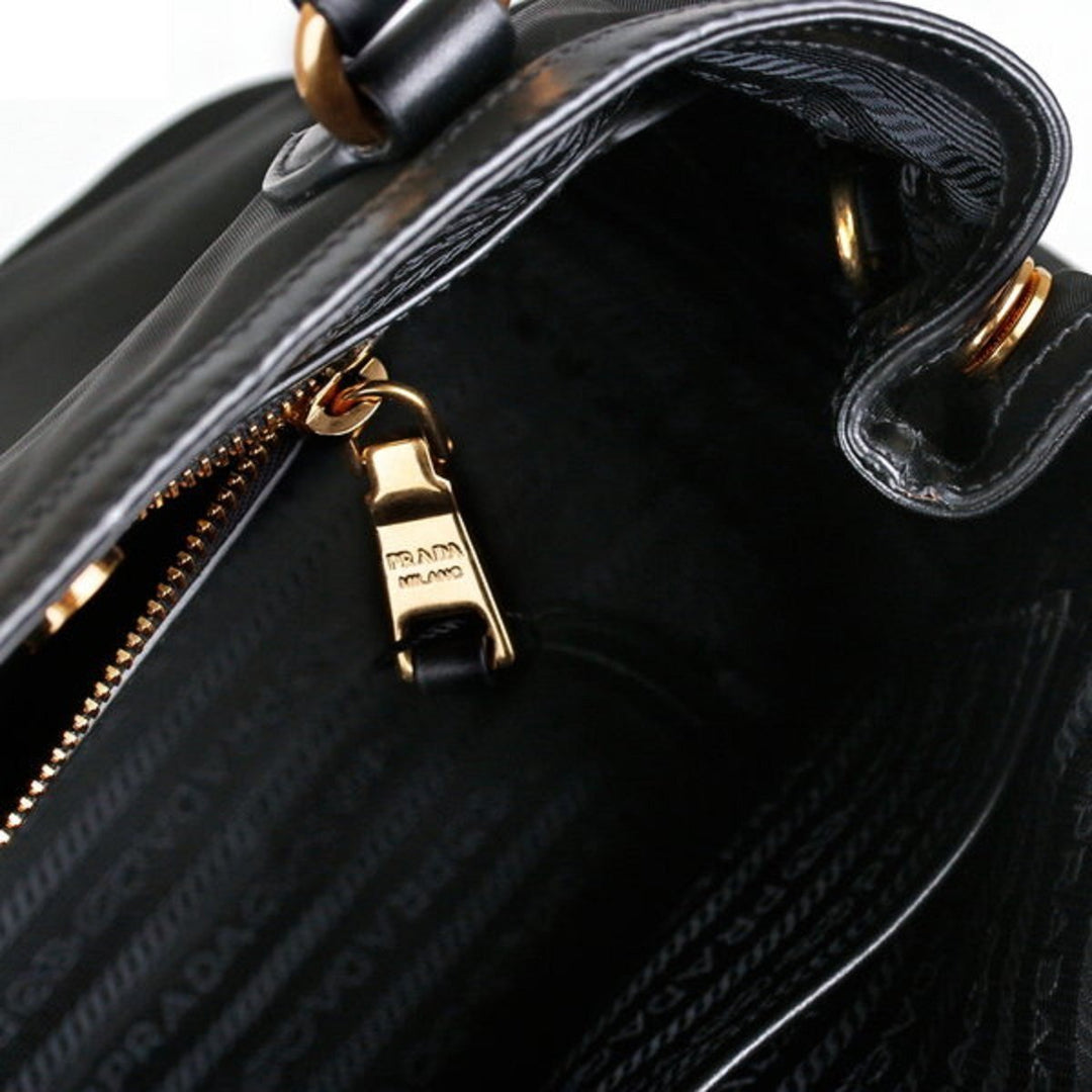 Prada Black Tessuto Nylon Soft Calf Leather Trim Cross Body Bag 1BA172