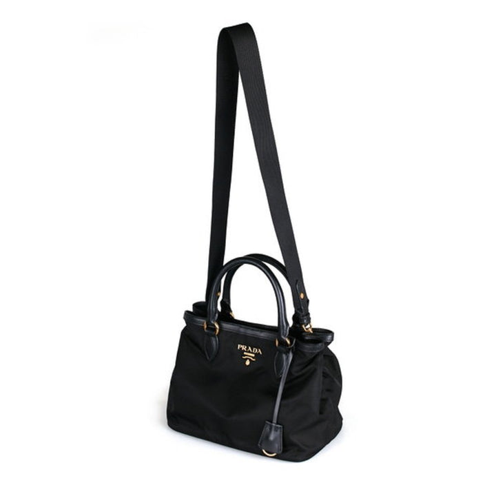 Prada Black Tessuto Nylon Soft Calf Leather Trim Cross Body Bag 1BA172