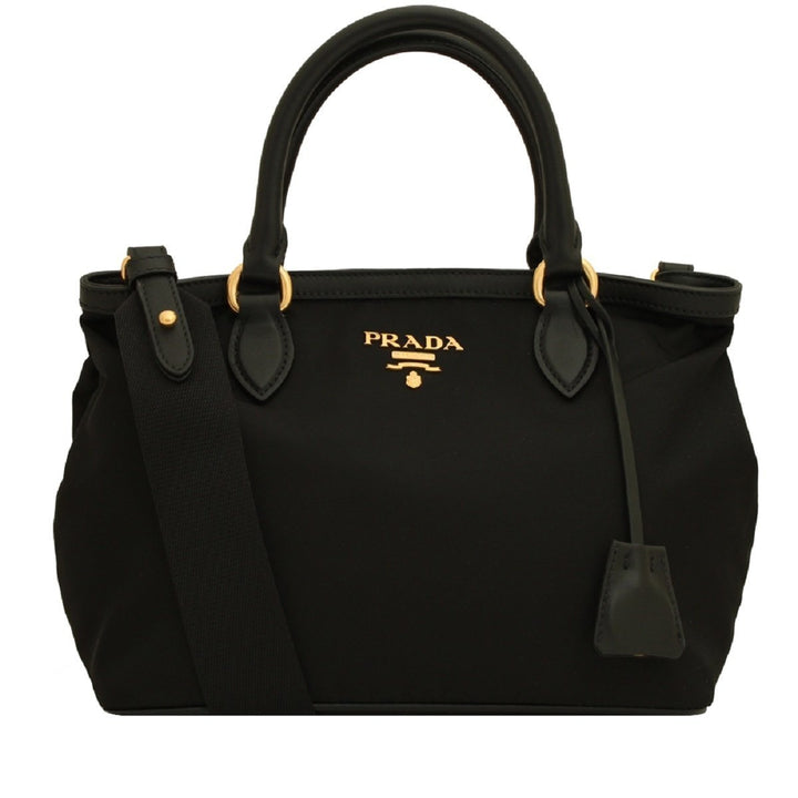 Prada Black Tessuto Nylon Soft Calf Leather Trim Cross Body Bag 1BA172