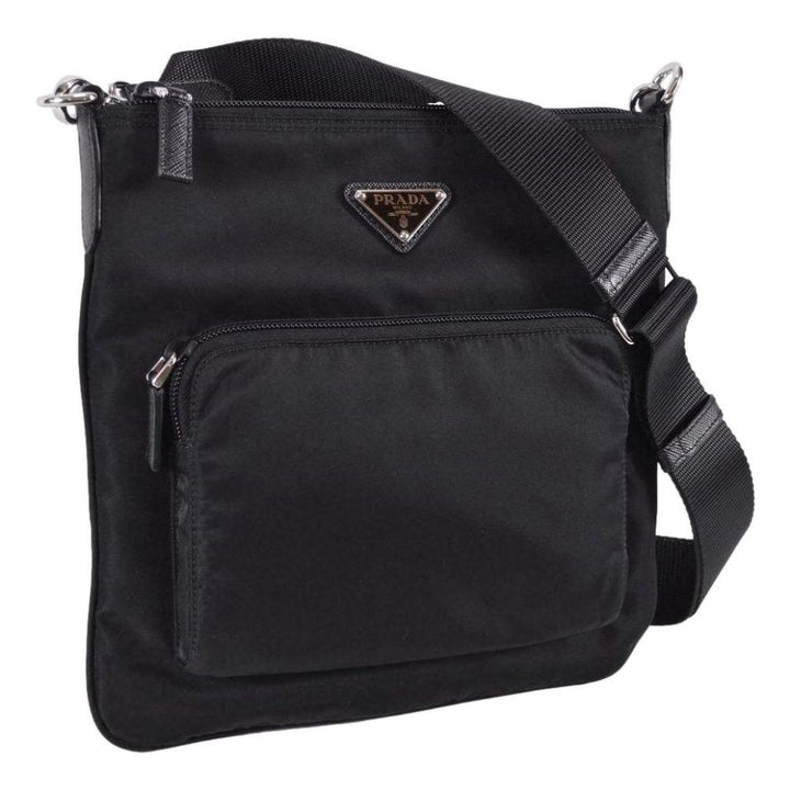 Prada Tessuto Nylon Sport Black Messenger Crossbody Bag 1BH716