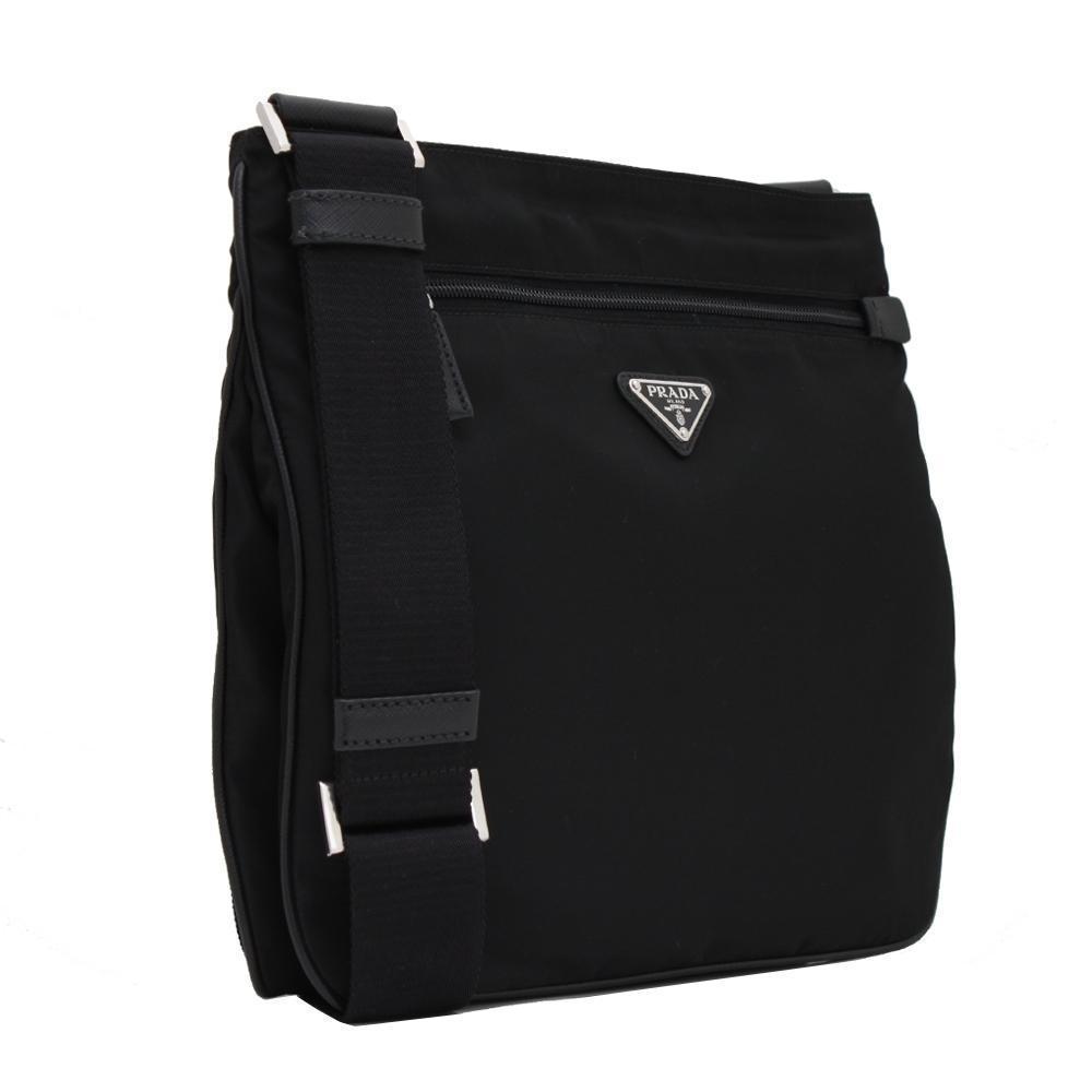 Prada Tessuto Saffiano Black Messenger Bag Cross Body 2VH563