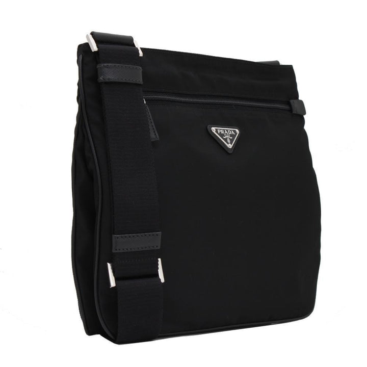 Prada Tessuto Saffiano Black Messenger Bag Cross Body 2VH563