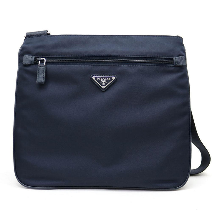 Prada Tessuto Saffiano Blue Nylon Logo Crossbody Messenger Bag 2VH563