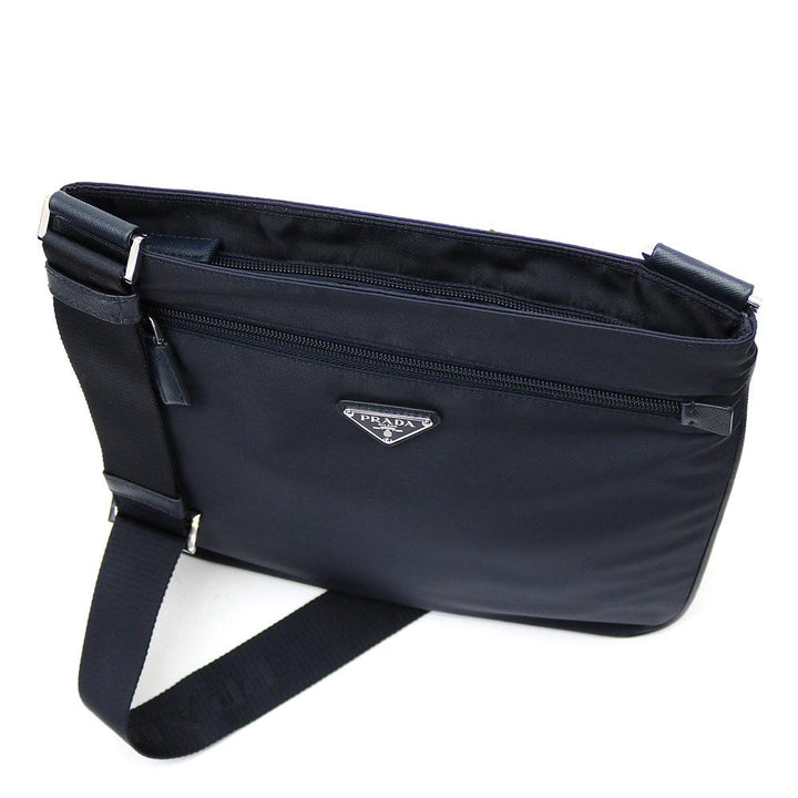 Prada Tessuto Saffiano Black Messenger Bag Cross Body 2VH563