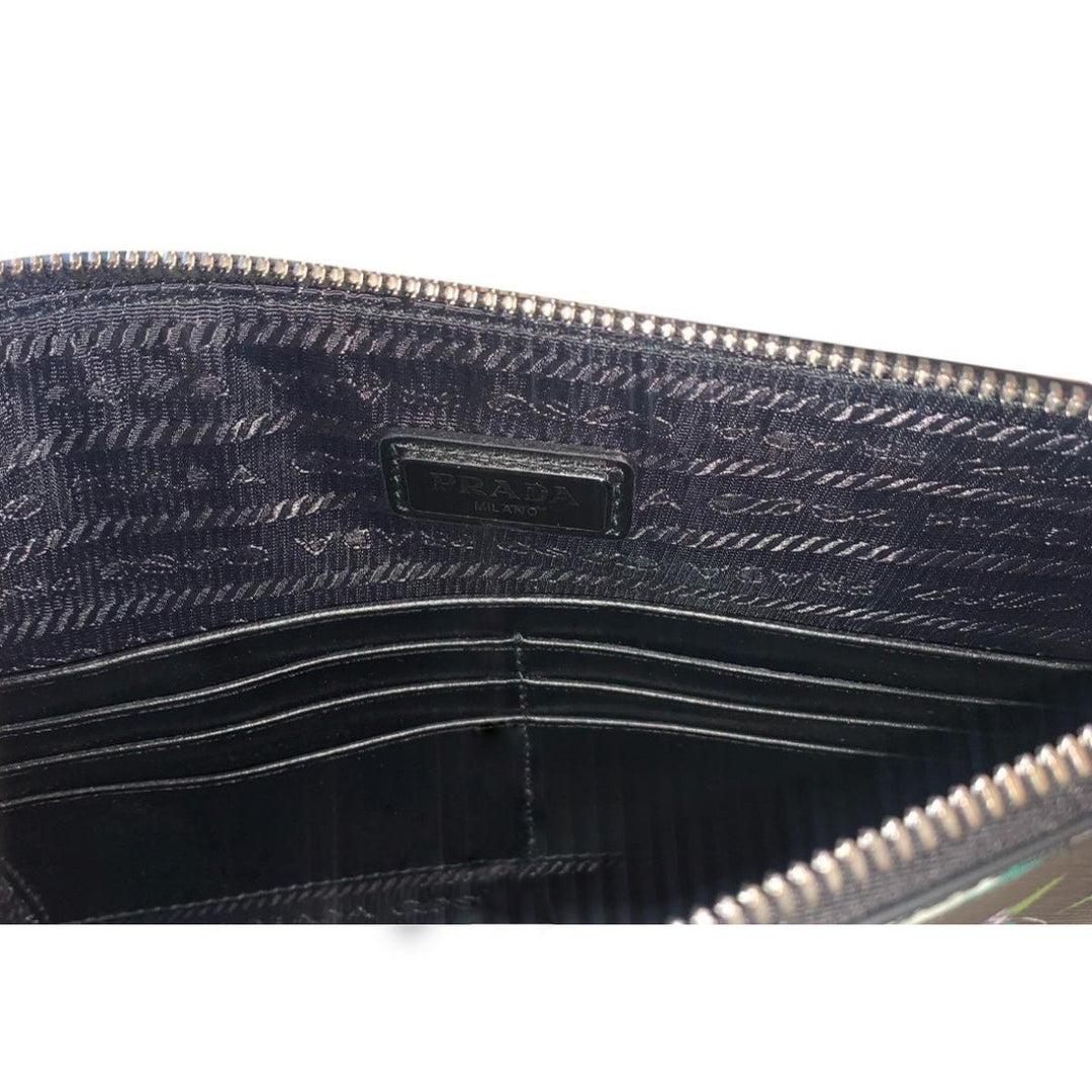 Prada Thunder Frankenstein Black Leather Studded Wristlet Bag 2NH005