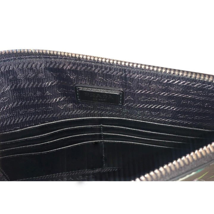 Prada Thunder Frankenstein Black Leather Studded Wristlet Bag 2NH005