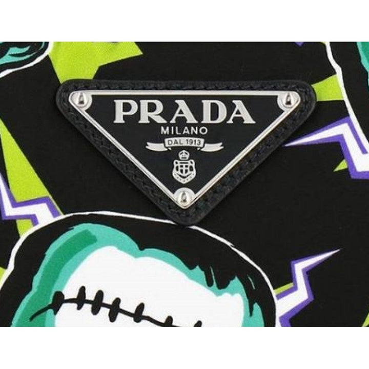 Prada Thunder Frankenstein Black Leather Studded Wristlet Bag 2NH005