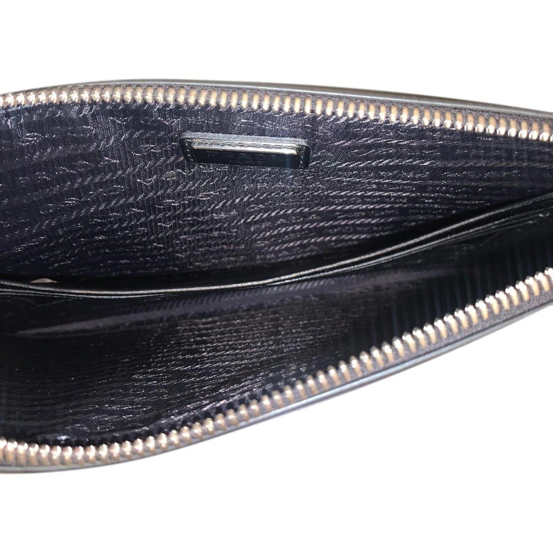 Prada Thunder Frankenstein Black Leather Studded Wristlet Bag 2NH005