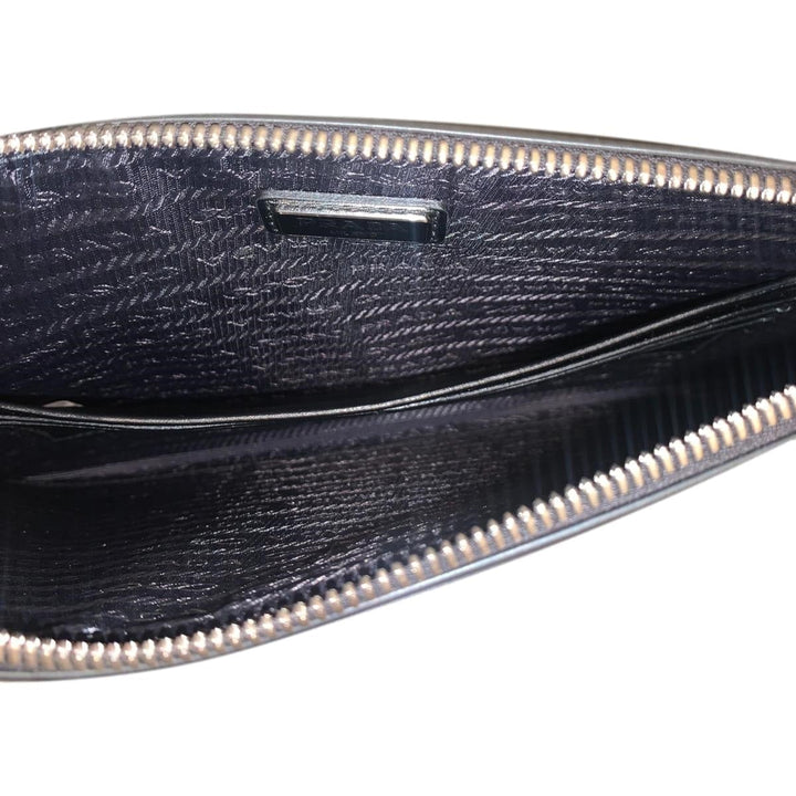 Prada Thunder Frankenstein Black Leather Studded Wristlet Bag 2NH005