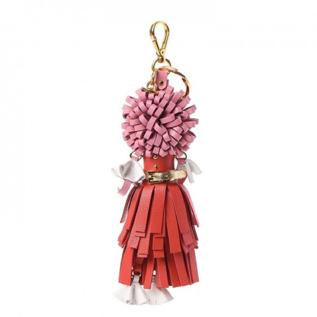 Prada Trick Pelle Lacca Wendy Red Pink Leather Keychain 1TL170
