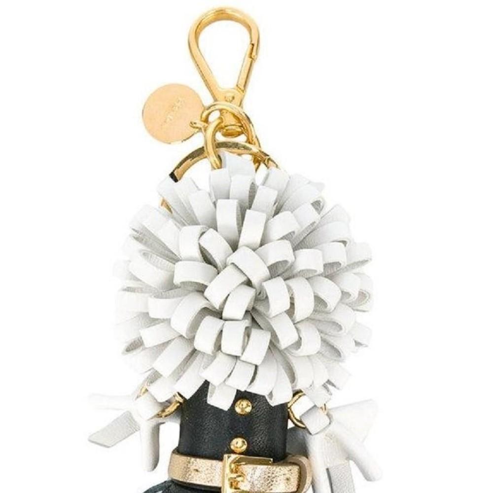 Prada Trick in Pelle Nero Black Dress Wendy Doll Leather Keychain 1TL170