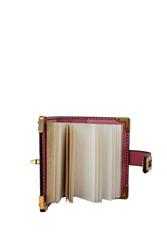Prada Trick in Pelle Pink Black Gold-tone Hardware Keychain Journal Saffiano Leather 1TL058