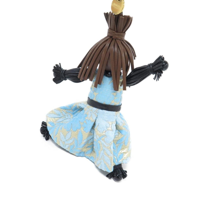 Prada Trick Pelle Azzurro Blue Dress Jasmine Doll Keyring Key Charm 1TL171