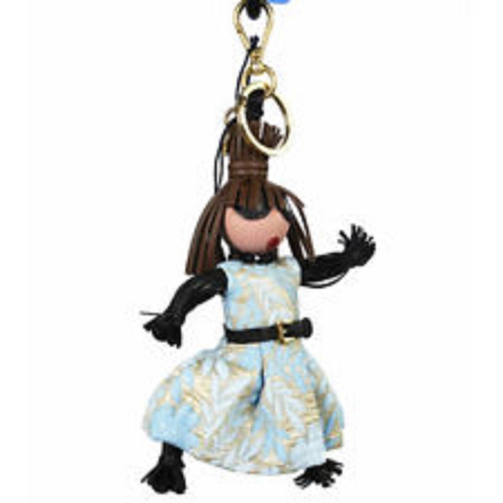 Prada Trick Pelle Azzurro Blue Dress Jasmine Doll Keyring Key Charm 1TL171