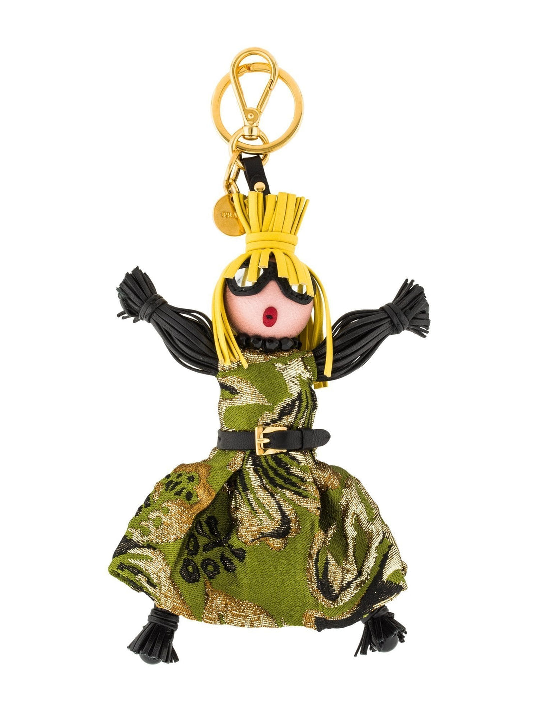 Prada Trick Pelle Felce Green Dress Jasmine Doll Keyring Key Charm 1TL171