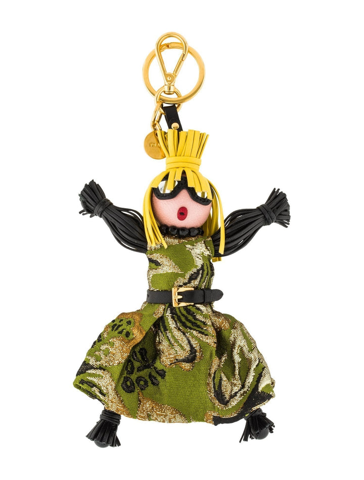 Prada Trick Pelle Felce Green Dress Jasmine Doll Keyring Key Charm 1TL171
