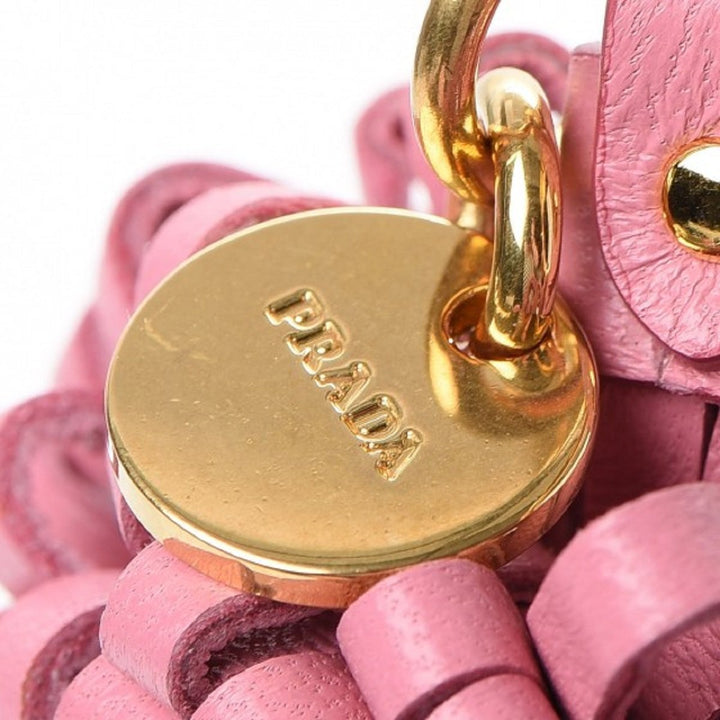 Prada Trick Pelle Lacca Wendy Red Pink Leather Keychain 1TL170