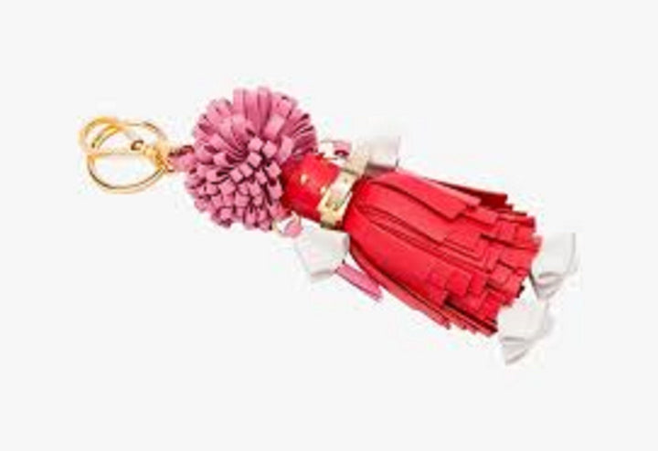 Prada Trick Pelle Lacca Wendy Red Pink Leather Keychain 1TL170